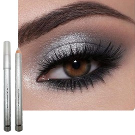 Pearl Eyeshadow Stick, White Shimmer Eye Shadow Pencil Crayon, Glitter Silvery Creamy Eyeshadows Pen, Pearlescent Blendable Highlight Brightener, High Pigmented Eyes Makeup