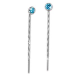 SilberDream SDO5963T Women's Earrings 3 mm 925 Silver Earrings Zirconia Turquoise, Sterling Silver Cubic Zirconia, Cubic Zirconia
