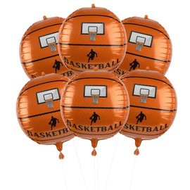VYNYJOAN 22 Inch Basketball Balloons, 6Pcs Large Round Foil Basketball Balloons for Theme, Sports, Birthday Party Decoration