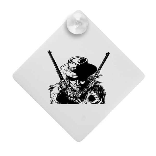 'Cowboy With Guns' Suction Cup Car Window Sign (CG00001980)