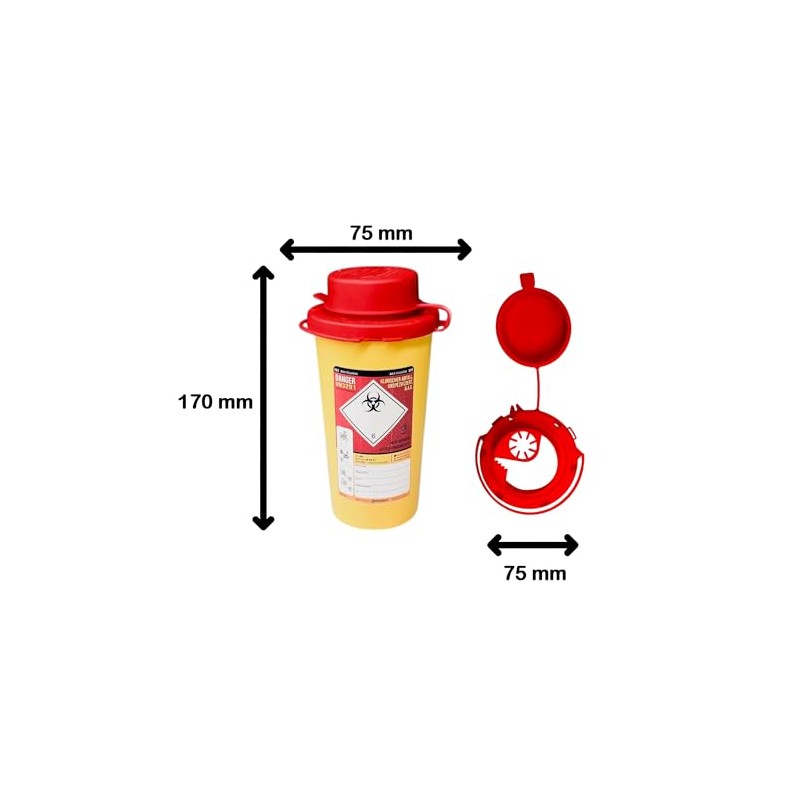 FabaCare Cannula Disposal Container 0.5 Litre for Cannulas, Syringes and