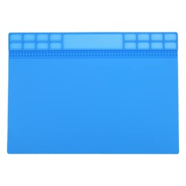 MECCANIXITY Large 13.5" x 9.6" ESD Silicone Soldering Mat Heat Insulation 932°F Anti Static Electronic Repair Work Mat for Solder Iron Station Workbench Blue