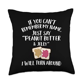 Cool Peanut Butter Jelly Humor Quote Merch Peanut Butter and Jelly Apparel-Funny Sandwiches Design Throw Pillow, 18x18, Multicolor