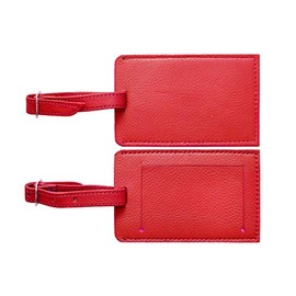 ASHLIN Executive Single Rectangular Luggage Tag - 100% Genuine Leather | Open ID Window [TAG04-48-47] (Fire Engine Red)