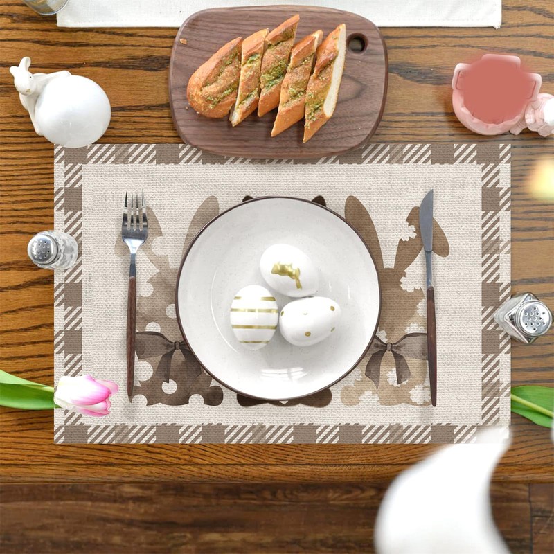 Easter Table Runner, Tablecloth Easter with 4 Place Mats Easter,