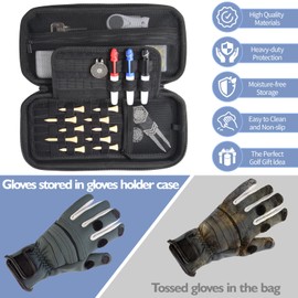 Risdreiose Golf Glove Case, Golf Glove Holder with Removable Golf Glove Shaper, Golf Storage Organizer for Tees, Divot Tool, Ball Markers, Gift for Men Women Golfers