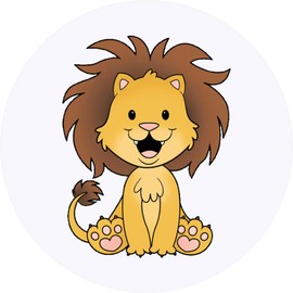 24 x 40mm Round 'Cute Lion' Stickers (SK00055747)