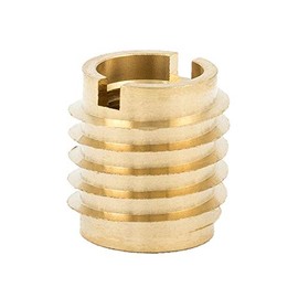 E-Z Lok 400-428 Threaded Insert, Brass, Knife Thread, 1/4"-28 Internal Threads, 0.500" Length (Pack of 25)