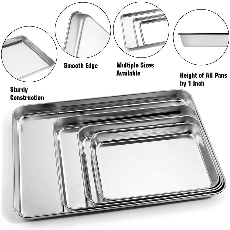 Baking Sheet Set of 4, Yododo Stainless Steel Baking Pan