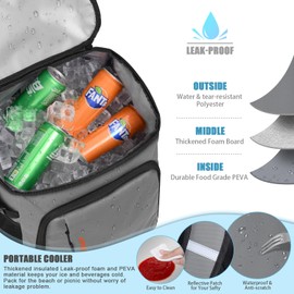 Capolo Cooler Backpack Insulated Leak Proof 45 Cans, Soft Camping Bacpack Cooler Thermal Bag Ice Chest, Portable Waterproof Travel Cooler Bag for Lunch Beach Picnic Shopping, Leather Grey, Large