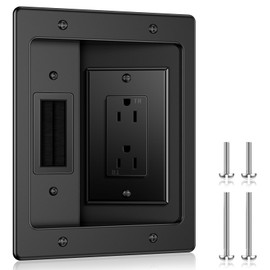 ELECPOW in Wall Cable Management Kit, Hide TV Power Cables & Low Voltage Wires Behind The Wall, Recessed Outlet for Wall Mounting TV-Black