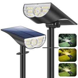 Solar Spot Lights Outdoor 5 Modes, 44LEDs Bright Landscape Spotlights Solar Powered 3 Colors Changing, IP67 Waterproof Auto On-Off Dusk Dawn Solar Outdoor Lighting for Yard Garden Outside Tree