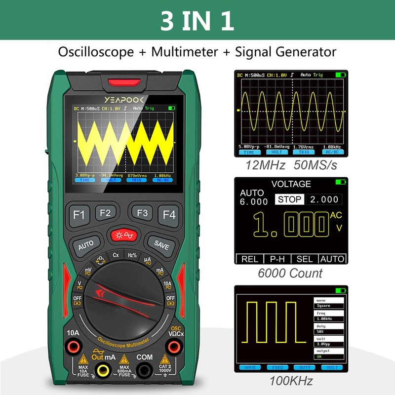 YEAPOOK 3 in 1 Handheld Digital Oscilloscope Multimeter Portable Oscilloscopes,