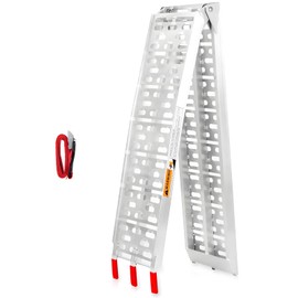 VENDAV Aluminum Motorcycle Ramp – 7.5ft, 750 lbs Capacity, with Load Straps – for Dirt Bikes, ATVs, Lawn Mowers, Pickup Trucks (89" L x 12" W, 1 Pc)