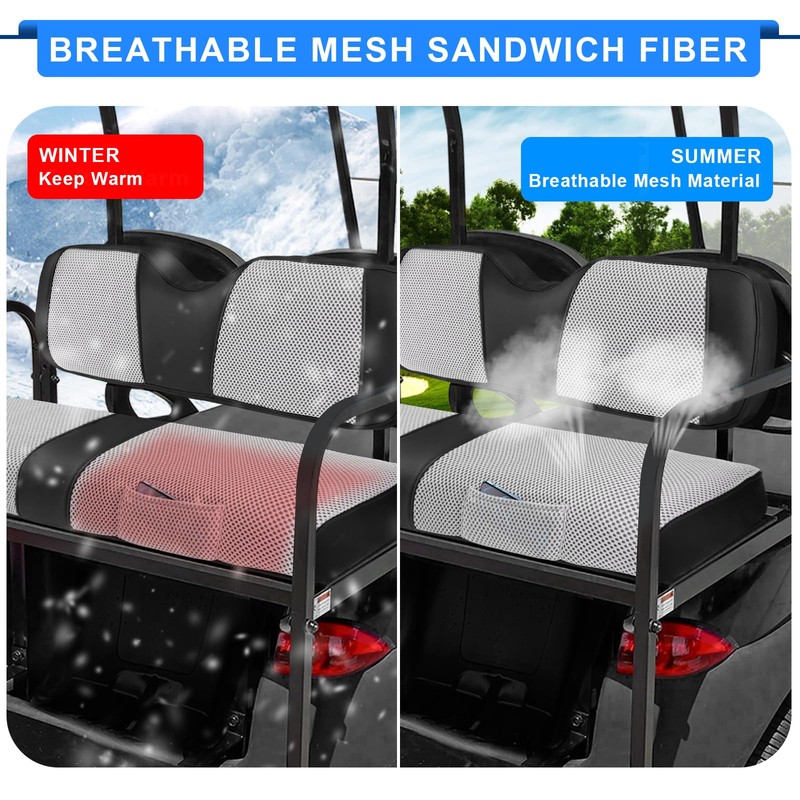 Golf Cart Seat Covers - Breathable Fabric Universal Rear Seat
