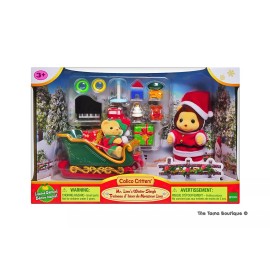 Calico Critters Sylvanian Families Calico Critters Mr. Lion's Winter Sleigh Christmas Set