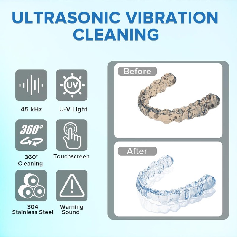 Bsbke Ultrasonic Retainer Cleaner 45kHz Dental Cleaning Machine With 6