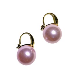 Large Pearl Back Latch Clasp Earring for Womens,Gilrs (Pink)