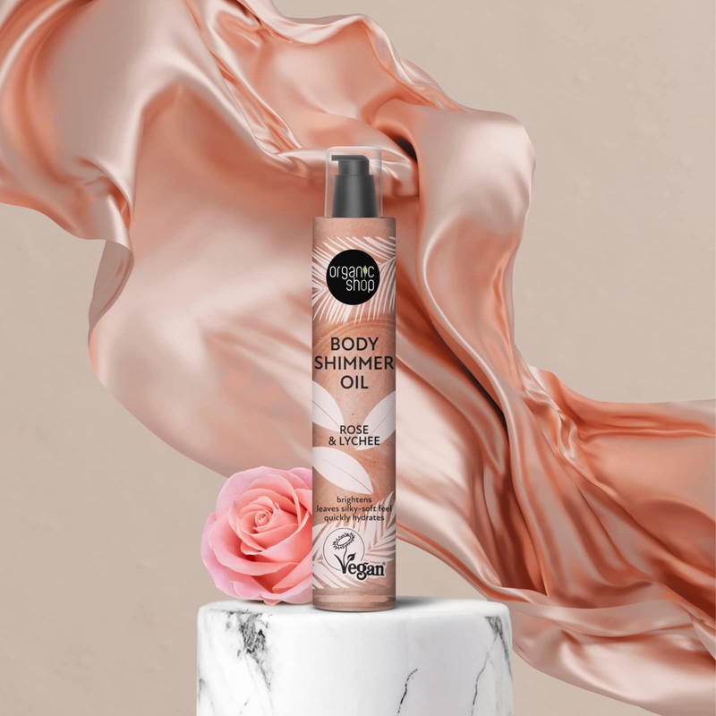 Organic Shop Body Shimmer Oil Rose & Lychee 100ml