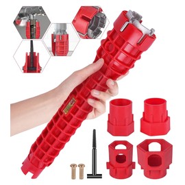 RUISTLI Herramientas 14 en 1 para Llaves para Fregadero de Cocina-Baño,Llave Stilson Cespol para Lavabo de Baño,Llave Inglesa Multifuncional,Llave de Plomero Ajustable