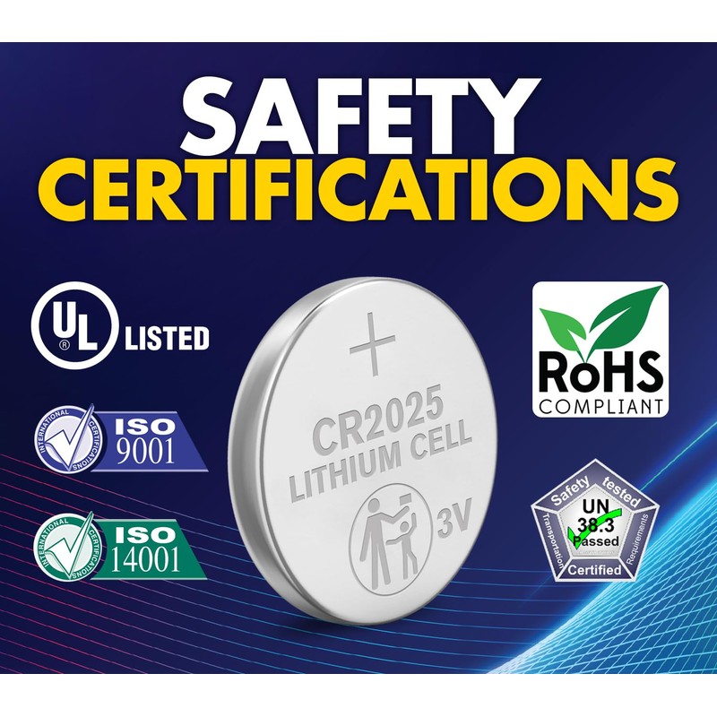 Powermax 6-Count CR2025 Batteries, Lithium 3V Coin Cell Button Battery