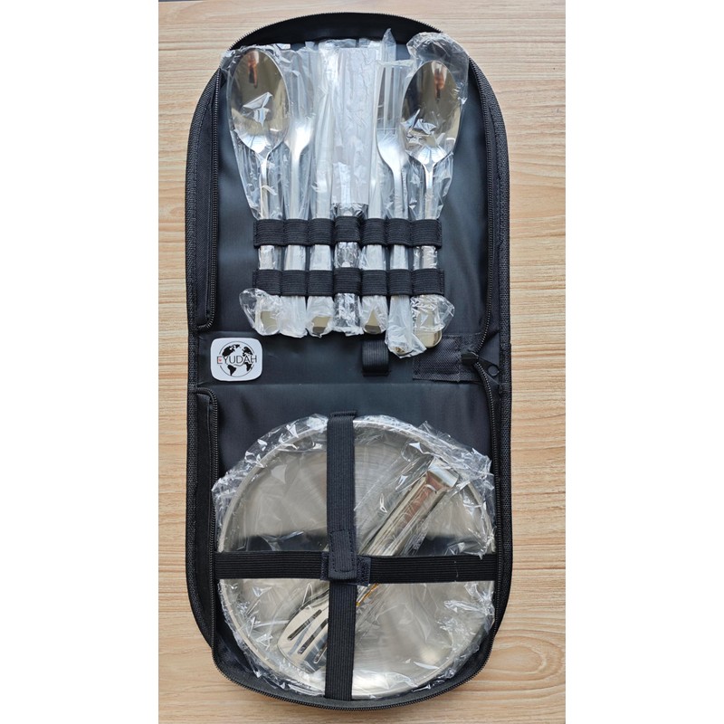 10-Piece Camping Mess Kit for 2 - Stainless Steel Silverware