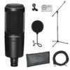 Audio-Technica AT2020 Cardioid Condenser Microphone Bundle with Pop Filter +