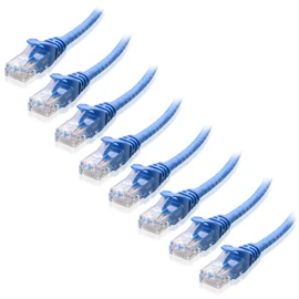 Cable Matters Paquete de 8 cables Ethernet Cat5e corto Snagless (cable Cat5e, cable Cat 5e) en azul de 7 pies