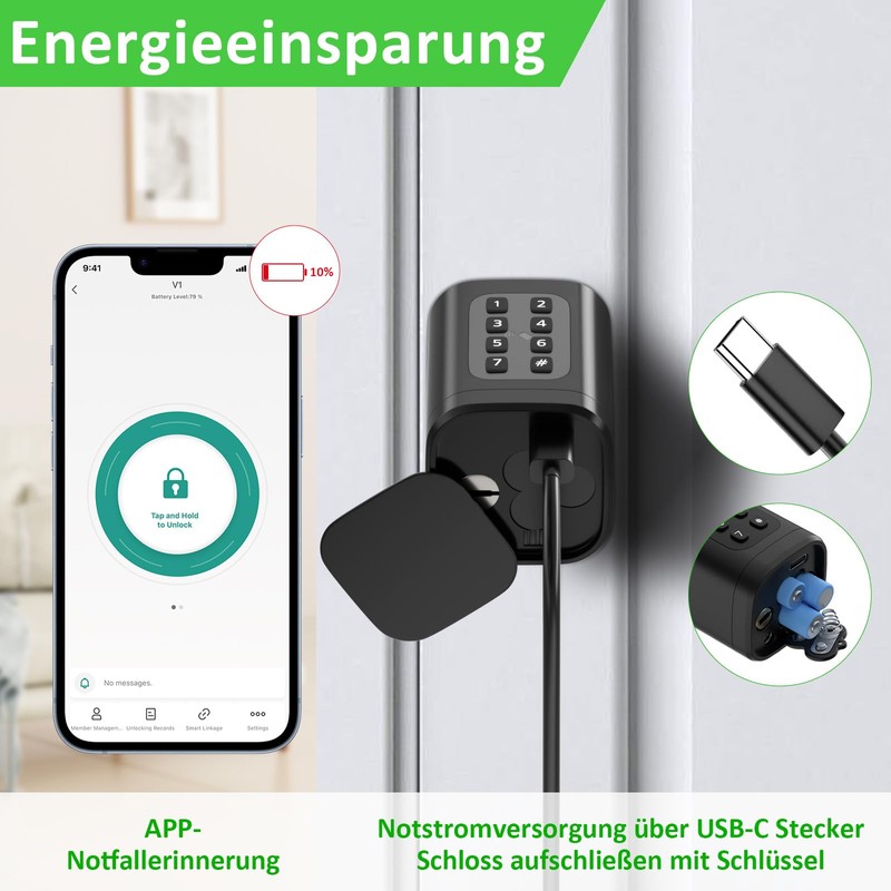 FITNATE Fingerprint Smart Lock, Electronic Door Lock, Front Door Lock,