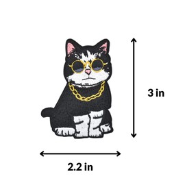 4pcs Cool Gold Chain Cat Embroidered Iron on Patches for Clothing, Sew on/Iron on Patches for Clothing, T-Shirts, Jackets, Backpacks, Jeans, Hats, Clothes Decorations