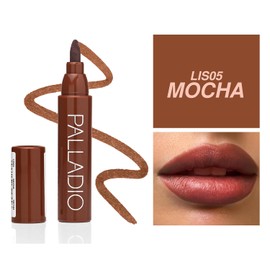 Palladio Tinte de labios, fórmula hidratante e impermeable, color mate, larga duración, acabado natural a prueba de manchas, marcador preciso con punta de cincel, color moka crema