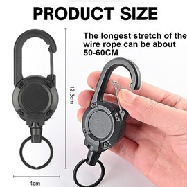 XOXVURI Heavy Duty Retractable Key Fob, 2pcs Retractable Key Chain, Lanyard Extendable with 80cm Steel Cord for ID Badge Holder, Card Holder, Key Cards, blue