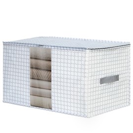 STORAGEIDEAS 65L Freestanding Storage Bags, 3-Pack Waterproof Clothes Storage Bins Foldable Closet Organizers with 2 Durable Handles & Zipper for Blanket, Comforters, Bed Sheets, Pillows, Toys