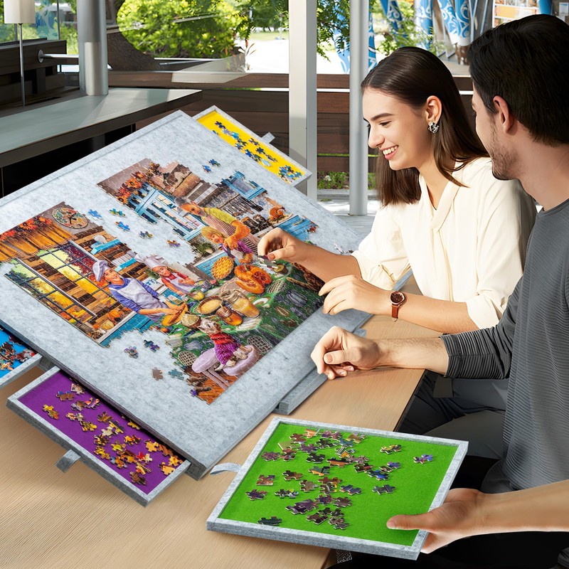 Tektalk Jigsaw Puzzle Table with Integrated Adjustable Stand/Bracket, 3-Tilting-Angle Super