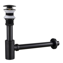 TSIBOMU Solid Brass Adjustable 1-1/4 Bottle Trap Without Overflow Drain Stopper Set, Bathroom Sink P-Trap Complete Set Sink Drain Kit Tube, Oil Rubbed Bronze