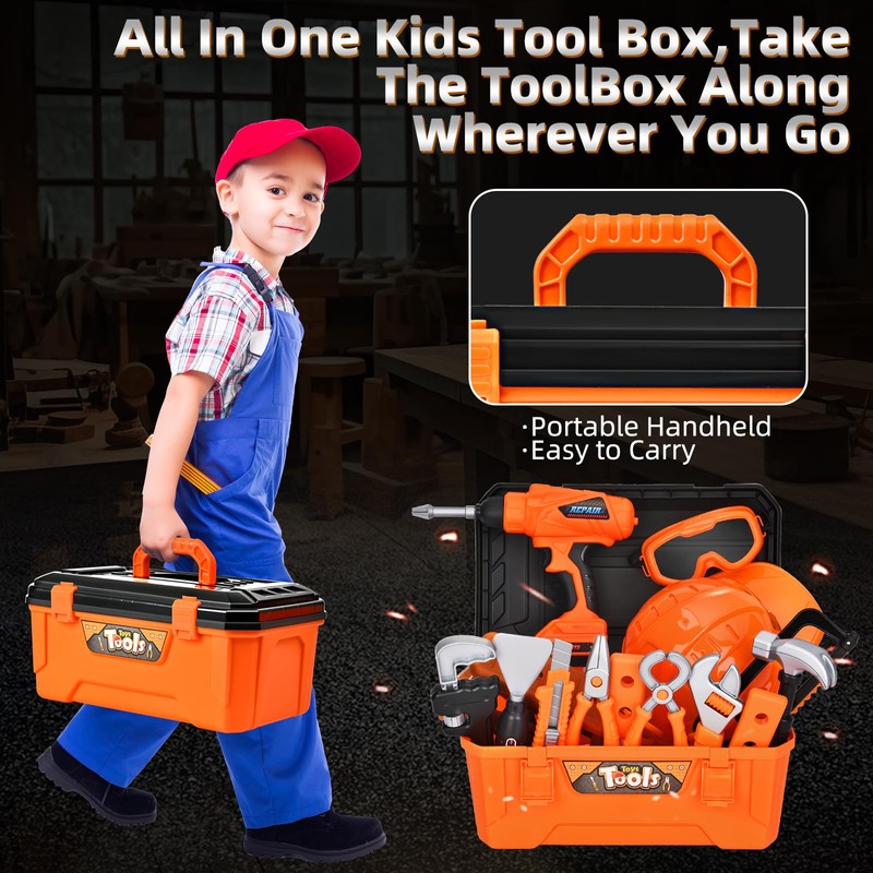 breibowski ‌Realistic Kids Drill Tool Set with 48PCS Tools &