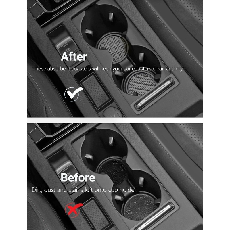 OBVIS 4 Pack Gray Universal Car Cup Holder Coasters Anti