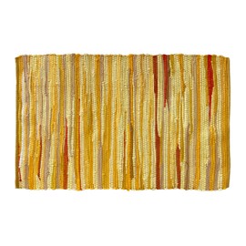 Ramanta Home 100% Cotton Hand Woven Tonal Chindi Rag Rug 3'x5' - Mustard, Recycled Reversible Rugs, Boho Rustic Farmhouse Rugs for Living Room, Dinning Room, Kitchen Floor Mats - 36"x60"