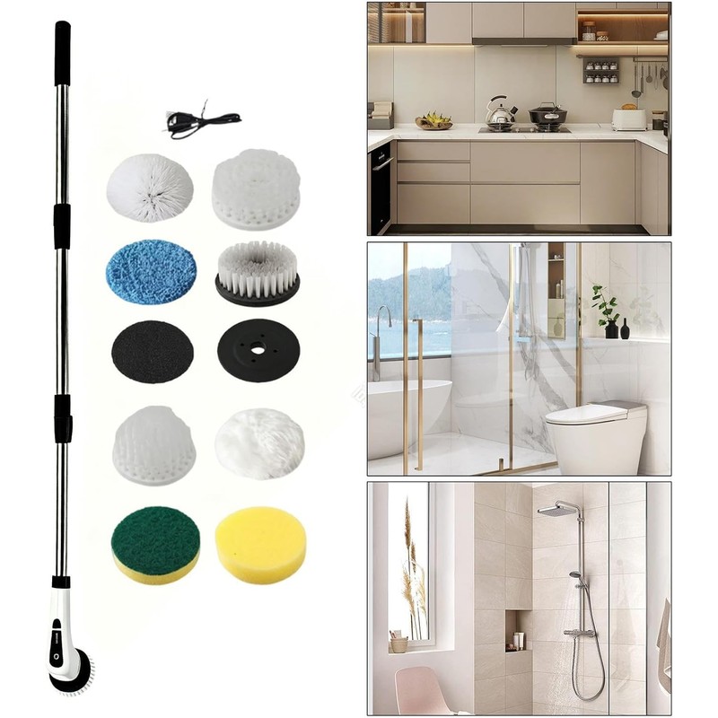Cordless Electric Cleaning Brush – 2-Speed Power Scrubber with 9