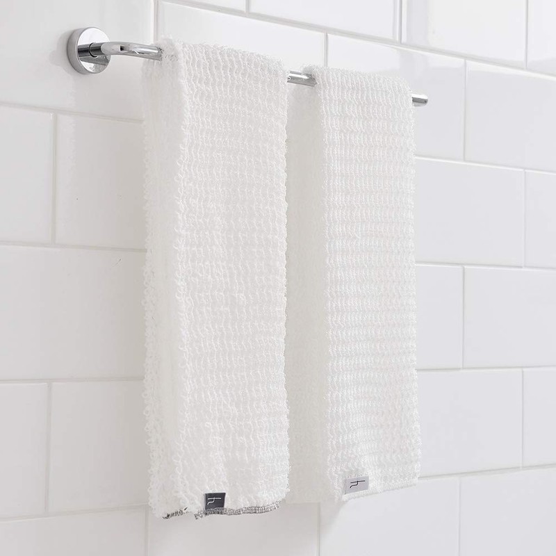 (H concept) Ash Tag (H Tag) Body Wash Towel, White,