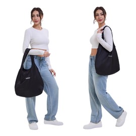 NANOPLUS Ultimate Packable Travel Tote Bag - Reusable Shopping Bag - Compact & Portable & Lightweight (Black, XX-Large)