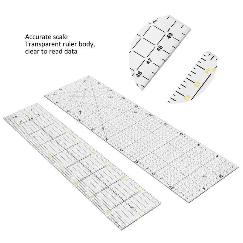 2Pcs Quilting Ruler MultiFunction Sewing Drawing Drafting Crafts Scale Measuring