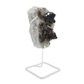 Nature's Decorations Smoky Quartz Cluster on Silver Stand - Decorative Gray Gemstone on Stand for Living Room, Bedroom, Mantels, Shelves, and Gifting - Large Gray Crystal (6 Inches)