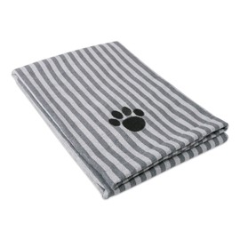 Bone Dry Pet Grooming Towel Collection Absorbent Microfiber X-Large, 41x23.5", Striped Gray