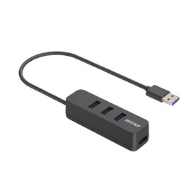 Buffalo BSH4U325U3BK USB-A 3.2 Gen1 Bus Power 4-Port Hub Black Top Insert Model with Magnet (Compatible with Windows/Mac)