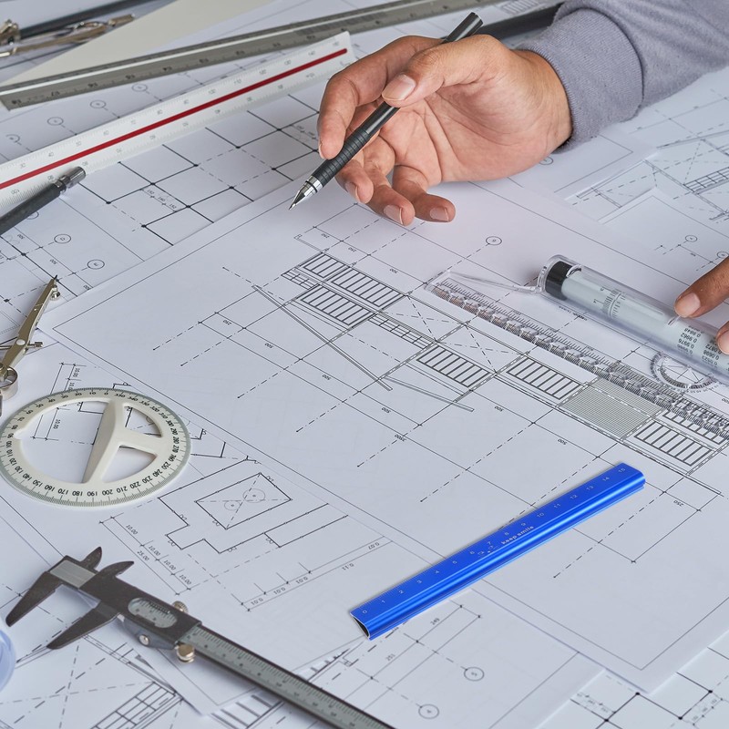 sourcing map Aluminum Hollow Scale Ruler 15cm Metric Triangular Metal