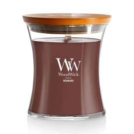 WoodWick Medium Hourglass Redwood Candle 10oz Fragranced Jar with Wooden Wick 100 Hours