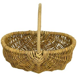 Muradaya Sangyo Willow Arrangement Basket with Leather Medium Width 10.6 x Depth 6.7 x Height 3.9 inches (27 x 17 x 10 (22 cm) 3621