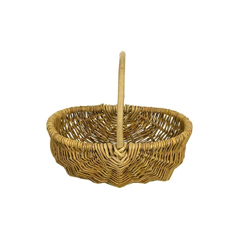 Muradaya Sangyo Willow Arrangement Basket with Leather Medium Width 10.6