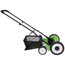 COFECO Manual Lawn Mower, 16-Inch 5-Blade Cordless Manual Reel Grass Catcher with Lawn Mower, Nine-Speed Adjustable Height Mower for Villa Courtyard, Park Greening, Factory Greening